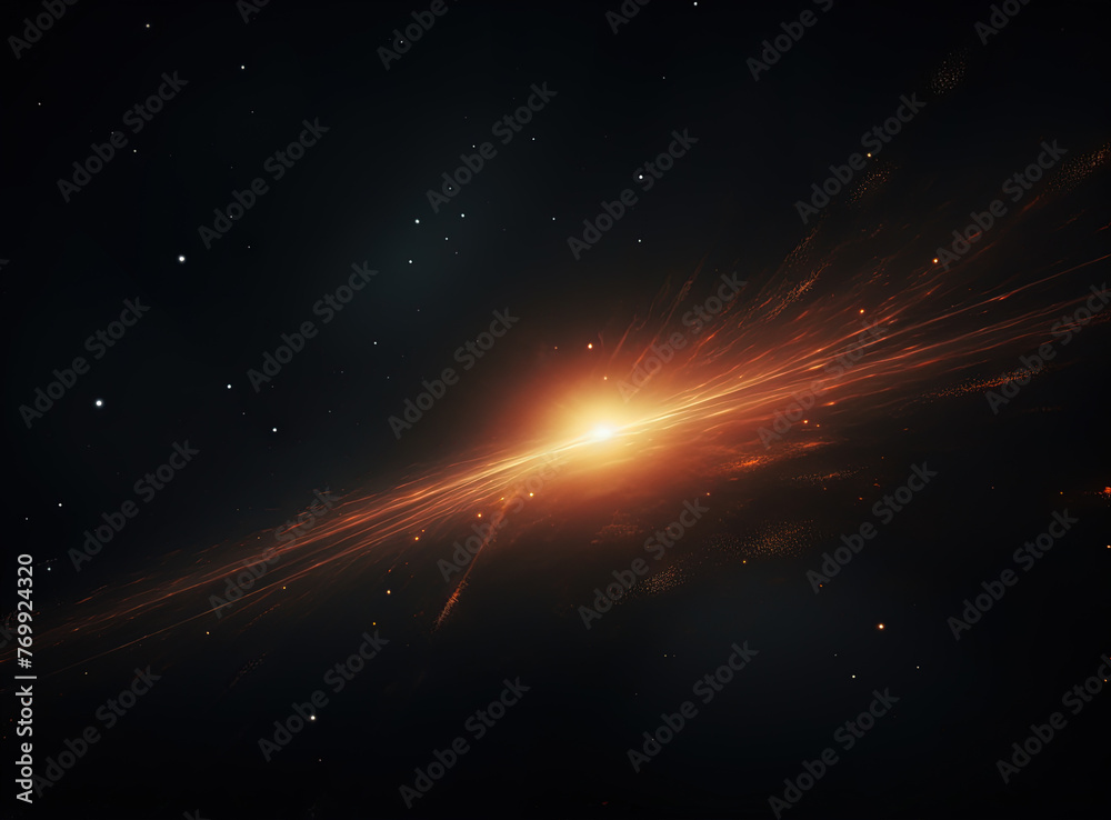 Aufkleber light flare in the dark space. abstract background with shiny lens glare effect.
