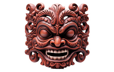 Fototapeta premium A red mask adorned with a wide, cheerful smile