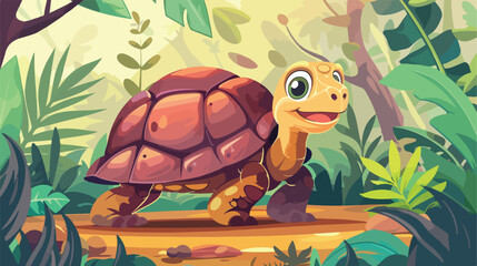 Cartoon happy tortoise flat cartoon 