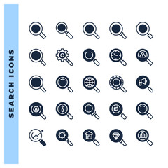25 Search Lineal Fill icon pack. vector illustration.