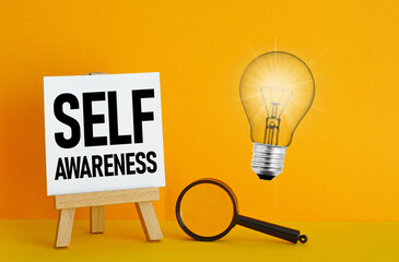 Self awareness is shown using the text. Career concept