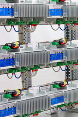 The  electronic module for automatic control is installed in an electrical distribution cabinet.