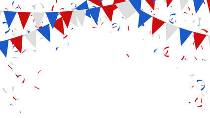 Banner with garland of flags and confetti for holiday, party, birthday, festival vector illustration - 769927112