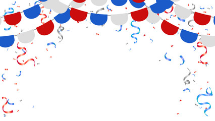blue, red, white flag garland and confetti hanging water festival banner design - 769927150