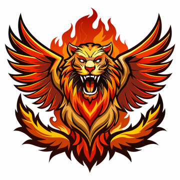 lion, Lion with wings on fire
