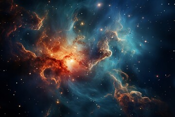 Obraz premium A view from space to a spiral galaxy and stars. Universe filled with stars, nebula and galaxy