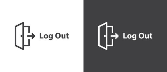 Logout icon. close door symbol in trendy flat style, logout icons isolated in black and white background. - obrazy, fototapety, plakaty