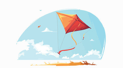 Cartoon kite flat cartoon vactor illustration 