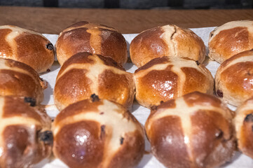 Traditional  home made  hot  cross  buns  easter 