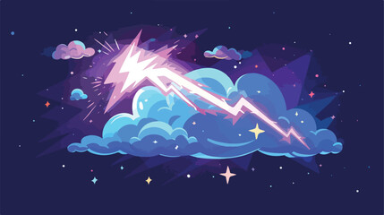 Obraz na płótnie Canvas Cartoon lightning bolt and cloud flat cartoon 