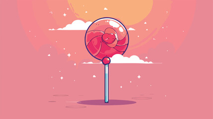 Cartoon lollipop with thought bubble in smooth grad