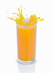 orange juice in glass isolated on white background, This has clipping path.