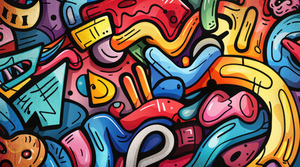 Hand drawn cartoon abstract artistic graffiti background..