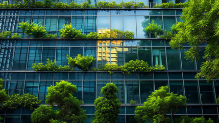 a corporate building with trees growing on it - Powered by Adobe