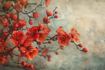 A Symphony in Scarlet: The Vibrant Red Blooms of a Quince Bush Herald the Arrival of Spring