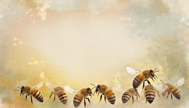 space for text on textured background surrounded by honey bees background image