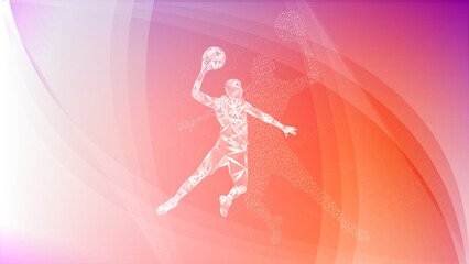 Slam dunk action of a basketball player composed by line art technique