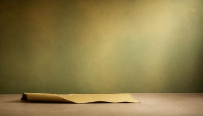 photo background green textured wall rolling in the floor studio photography background illuminated by the directed light traditional painted canvas or muslin fabric cloth studio backdrop