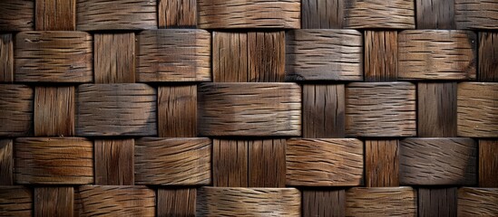 Wooden wicker tiles with detailed wood texture .