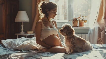 Smiling woman using smartphone on vibrant city street.