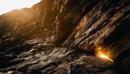 abstract rock background with fire gaps between stones cut rock surface lava and rock backdrop with atmospheric light