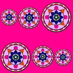 Abstract mandala pattern background, colorful geometric shapes, graphic design illustration wallpaper, digital art template