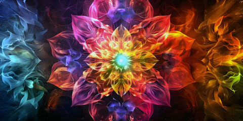 Obraz premium colored anahata chakra, ai generated.
