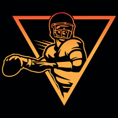 American football player logo design vector silhouette