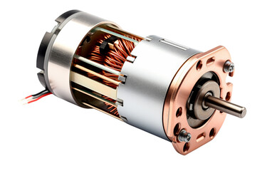 A sleek electric motor stands out against a pristine white background
