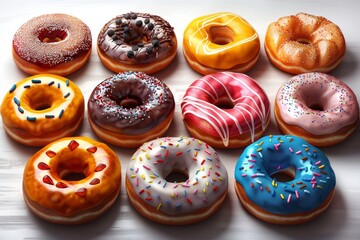 An isolated set of cute cartoon donuts