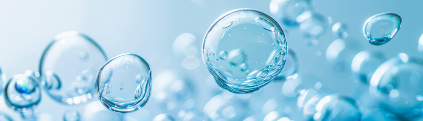 Serene Bubbles Floating on Blue Background