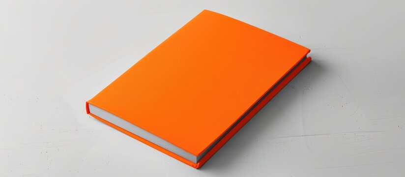 Notebook mockup in orange color displayed on a white background