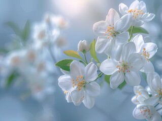 Time's Passage: Time Measured by White Blossoms - Timeless Beauty in Blooming Flowers - Reflect on the passage of time, symbolized by white blossoms blooming in their pure and snow-like form