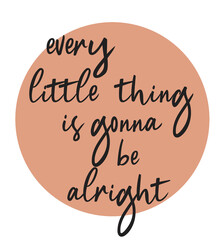 Motivational calligraphic quotes on orange circle with white background