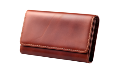 A luxurious brown leather wallet elegantly placed on a crisp white background