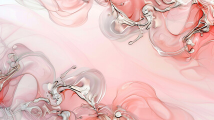 An abstract fluid art background in blush pink and pewter, utilizing the alcohol ink technique. This delicate combination evokes the elegance of vintage jewelry,