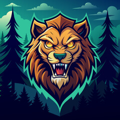 lion, head, vector, animal, tattoo, tiger, wild, 