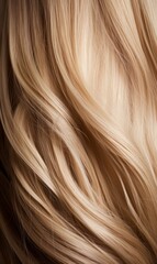 Extreme close-up shot of hair texture, with slight curves blonde with highlights
