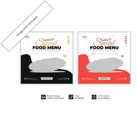 Delicious food menu social media post template design