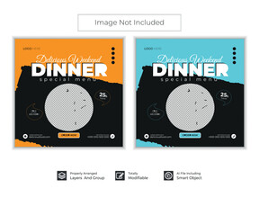  food menu social media post template design