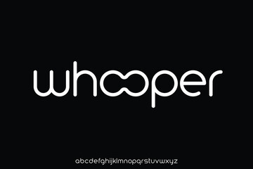 Modern playful whooper alphabet display font vector with ligature style
