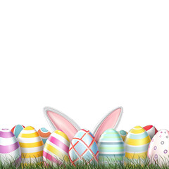 easter eggs and bunny, easter day background isolated on transparent background, png