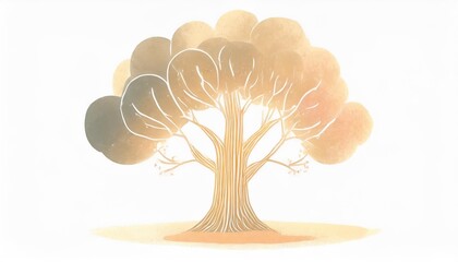 illustration of beautiful cartoon tree on white background