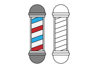 Icono de cilindro de barbería antigua en fondo blanco. - obrazy, fototapety, plakaty