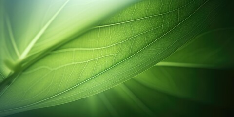 The close-up of leaf texture in green abstract nature background with a soft focus. Exuberant image. generative ai - 769947124