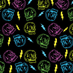 pattern skull neon vector illustration