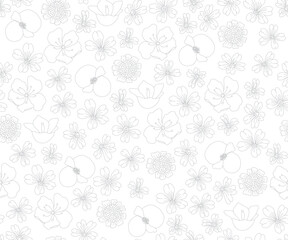 Light Outline Floral Pattern on White Background