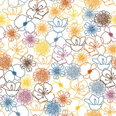 Colorful Outline Floral Pattern Background