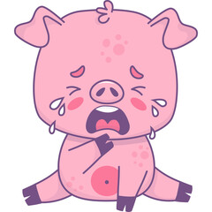 Unhappy sobbing pig