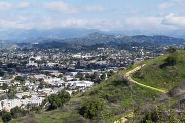 Hillside hiking trail above the Highland Park neighborhood in Los Angeles, California.